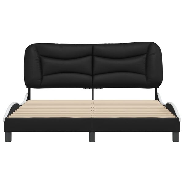vidaXL Bed Frame without Mattress "Hvar" Black and White 152x203 cm Queen Faux Leather