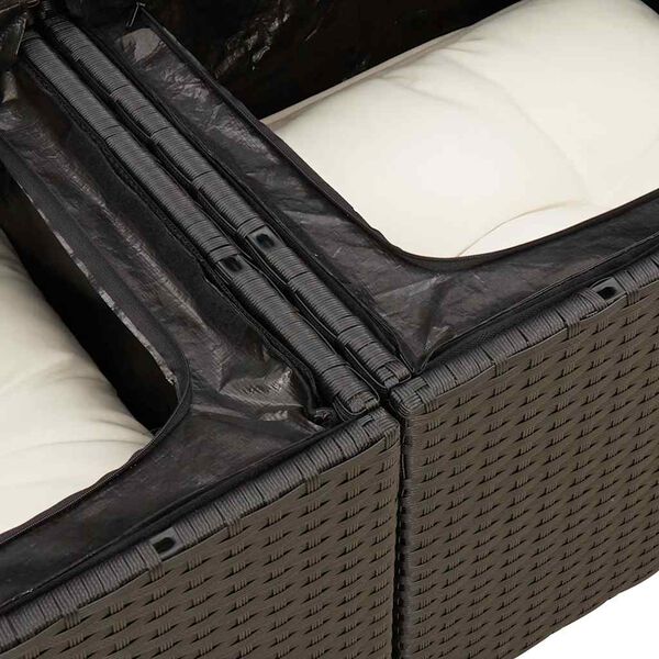 vidaXL 8 Piece Garden Sofa Set with Cushions Black Poly Rattan