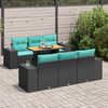 vidaXL 7 Piece Garden Sofa Set with Cushions Black Poly Rattan