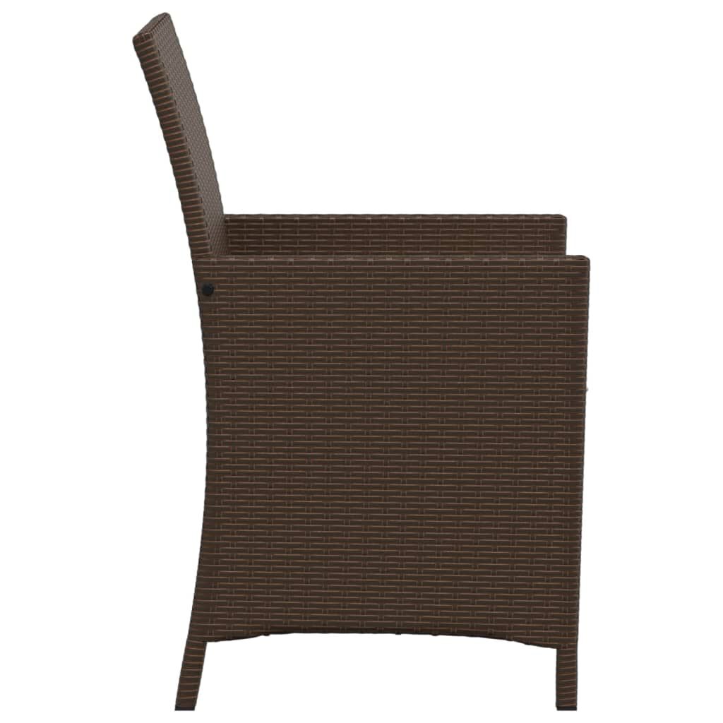 vidaXL 3 Piece Bistro Set with Cushions Brown Poly Rattan