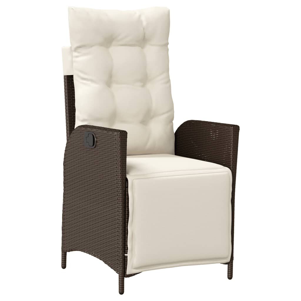 vidaXL Reclining Garden Chair with Footrest Brown Poly Rattan