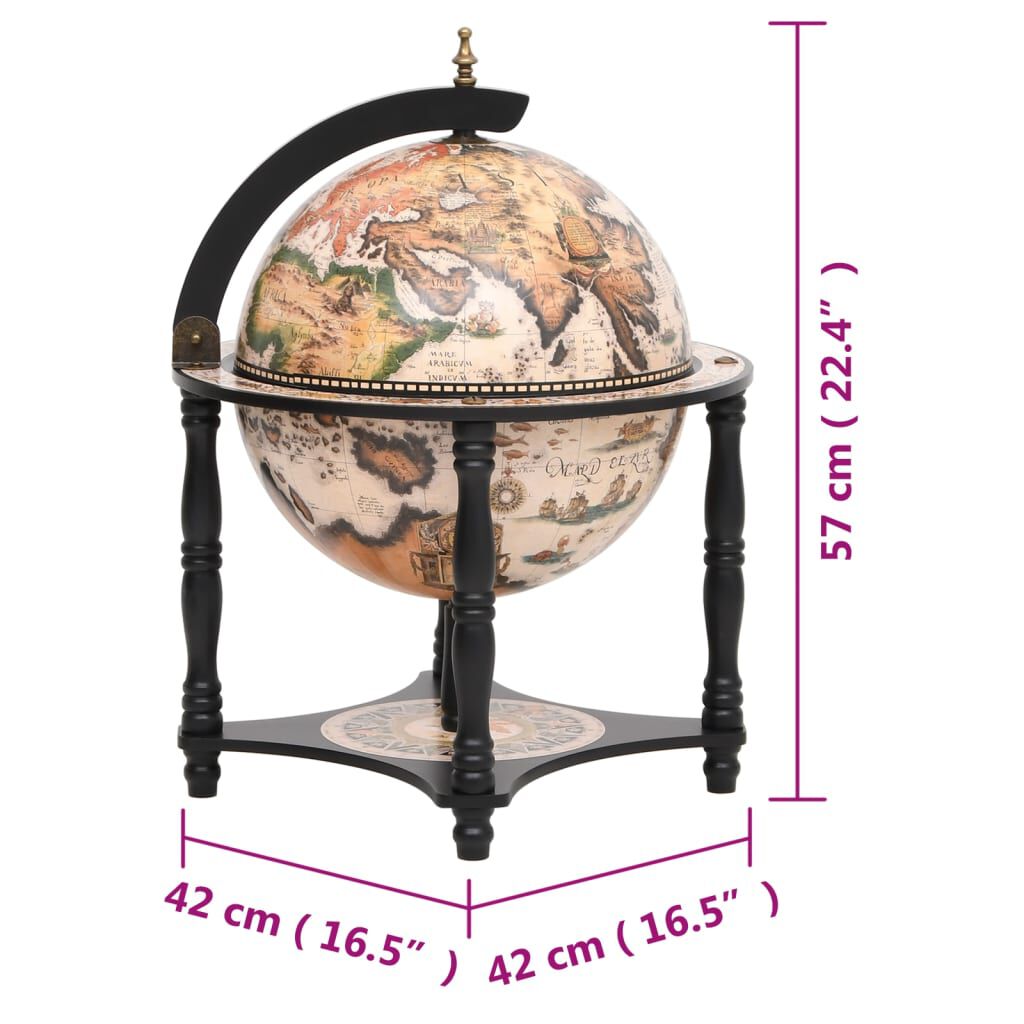 vidaXL Globe Bar Wine Stand Black Solid Wood Eucalyptus
