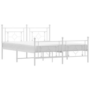 vidaXL Metal Bed Frame without Mattress with Footboard White 150x200cm