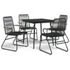 vidaXL 5 Piece Garden Dining Set Black PVC Rattan