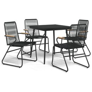vidaXL 5 Piece Garden Dining Set Black PVC Rattan