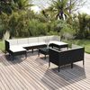 vidaXL 10 Piece Garden Lounge Set with Cushions Poly Rattan Black