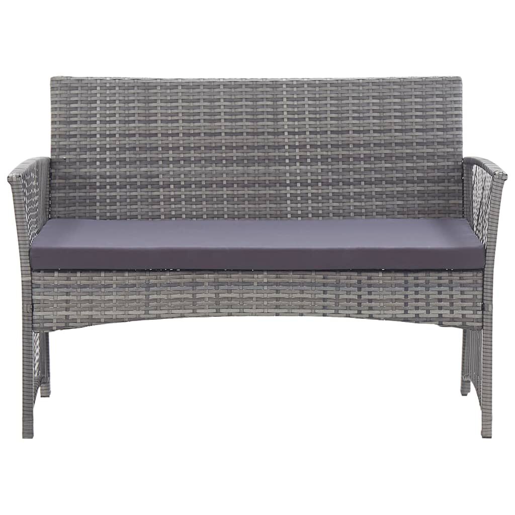 vidaXL 4 Piece Garden Lounge Set with Cushion Poly Rattan Anthracite
