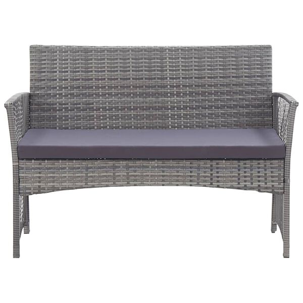 vidaXL 4 Piece Garden Lounge Set with Cushion Poly Rattan Anthracite