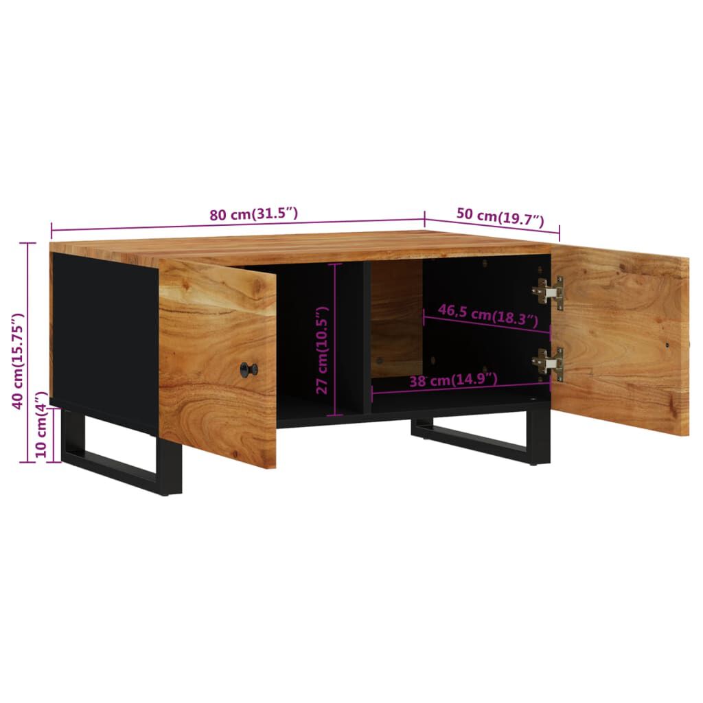vidaXL Coffee Table 80x50x40 cm Solid Wood Acacia&Engineered Wood