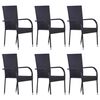 vidaXL 7 Piece Garden Dining Set Poly Rattan Black