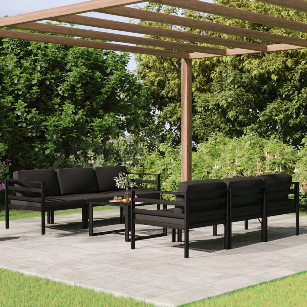 vidaXL 7 Piece Garden Lounge Set with Cushions Aluminium Anthracite
