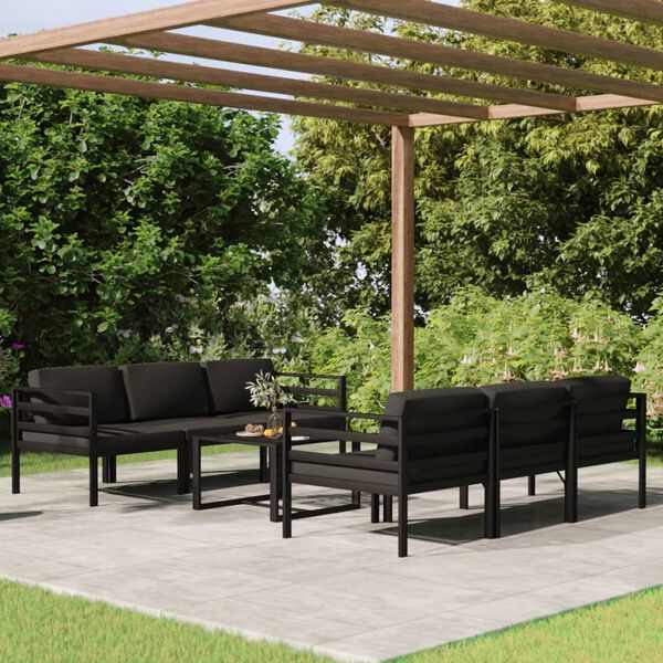 vidaXL 7 Piece Garden Lounge Set with Cushions Aluminium Anthracite