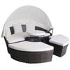 vidaXL Garden Beds with Pillow Brown Poly rattan
