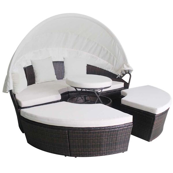 vidaXL Garden Beds with Pillow Brown Poly rattan