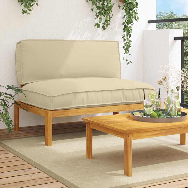vidaXL Sofa Set with Cushion Beige 120 x 92 x 69 cm Solid Acacia Wood