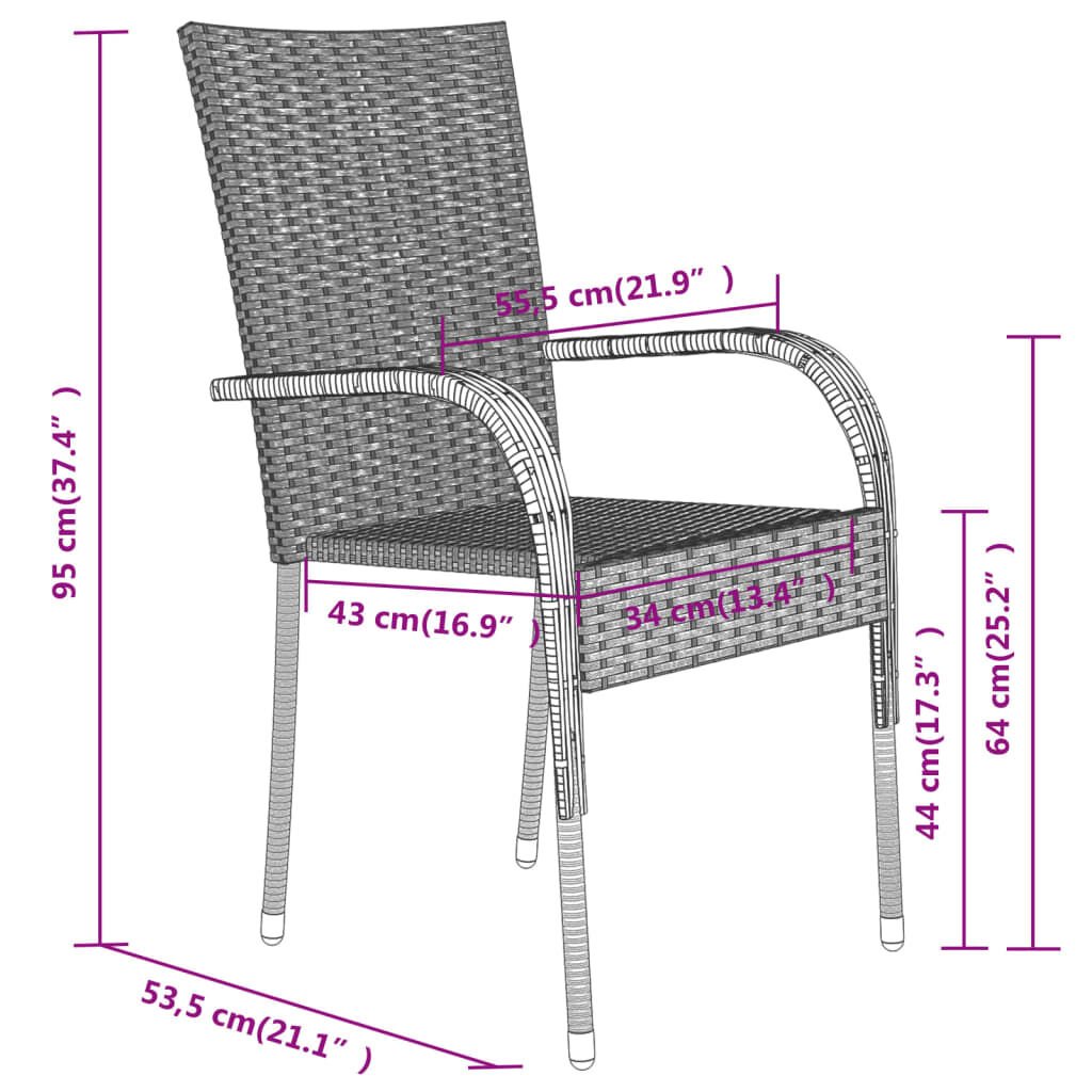 vidaXL 3 Piece Garden Dining Set Brown and Black