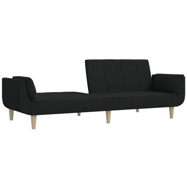 vidaXL 2-Seater Sofa Bed with Two Pillows Black Fabric