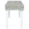 vidaXL Bench 110 cm White Natural Kubu Rattan and Solid Mahogany Wood