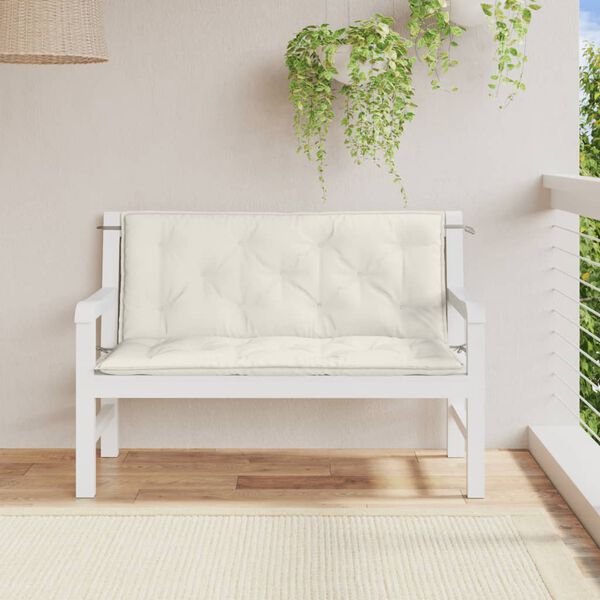 vidaXL Garden Bench Cushions 2 pcs Melange Cream 120x50x7 cm Fabric
