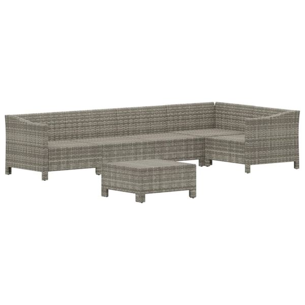 vidaXL 6 Piece Garden Lounge Set with Cushions Grey Poly Rattan