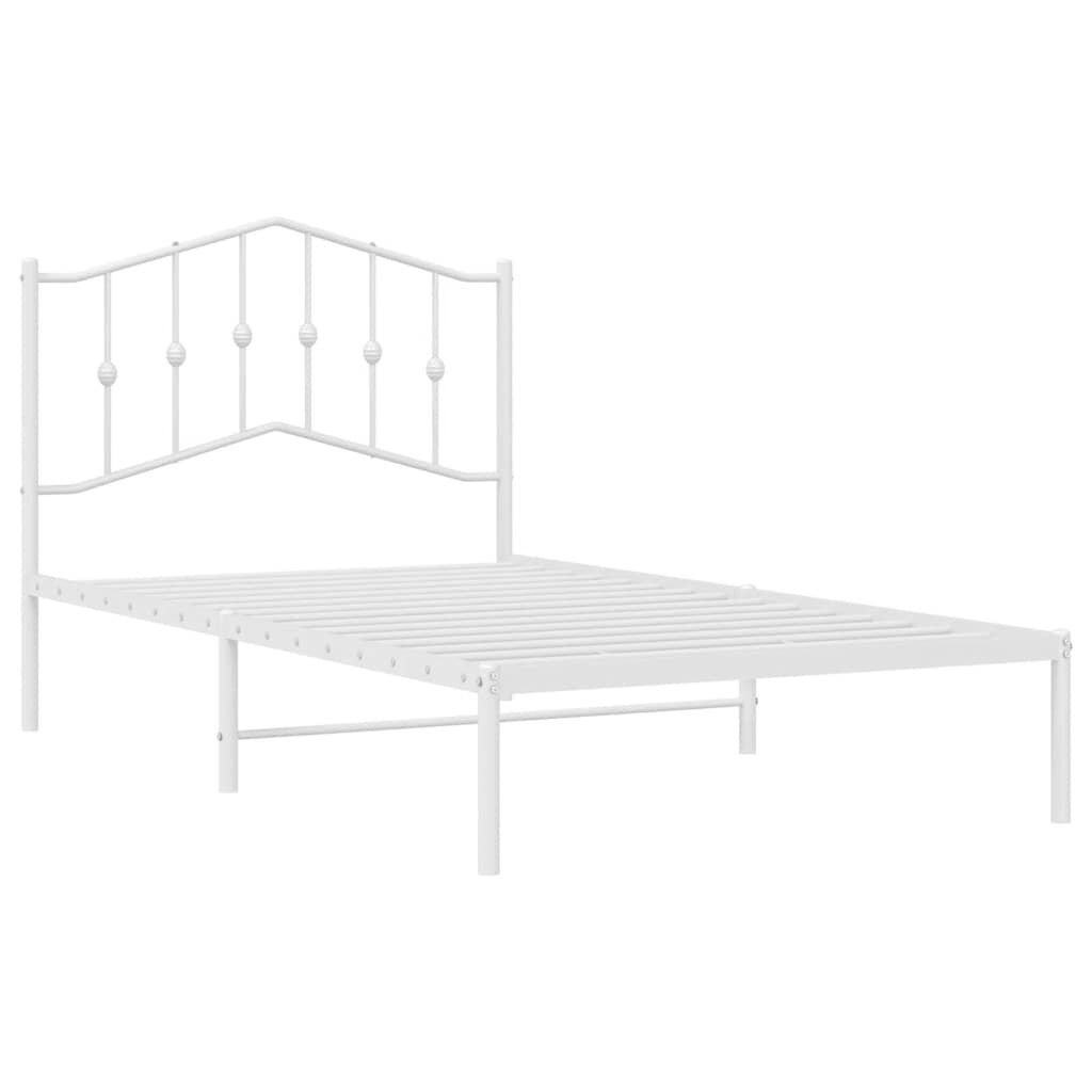 vidaXL Metal Bed Frame without Mattress with Headboard White 100x190cm