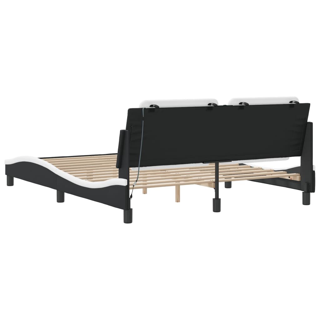 vidaXL Bed Frame with LED without Mattress Black and White 152x203 cm Queen