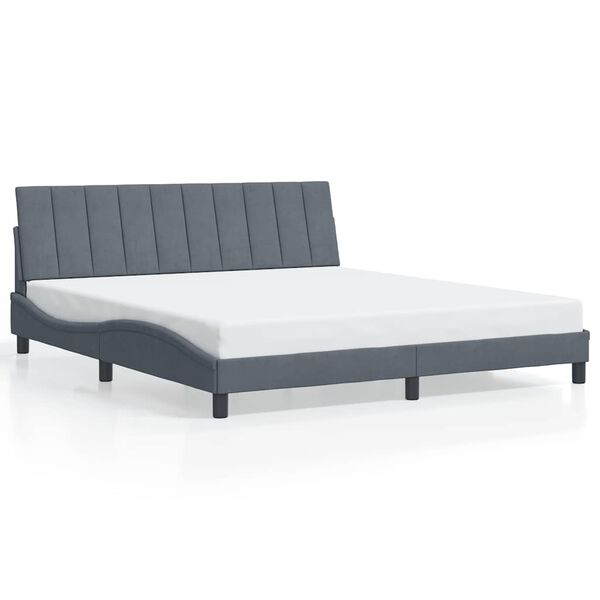 vidaXL Bed Frame without Mattress "Hanko" Dark Grey 183x213 cm Velvet