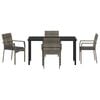 vidaXL Garden Dining Set with Cushion 5 pcs Grey Poly Rattan