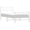 vidaXL Metal Bed Frame without Mattress with Footboard White 100x190cm