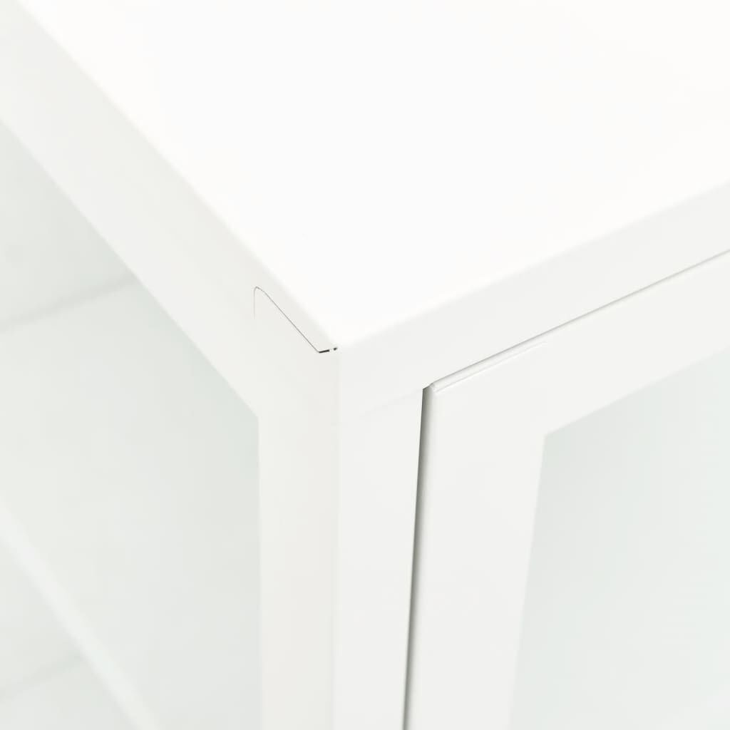 vidaXL Sideboard White 105x35x70 cm Steel and Glass