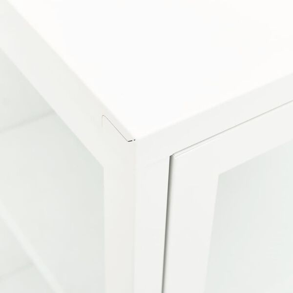 vidaXL Sideboard White 105x35x70 cm Steel and Glass