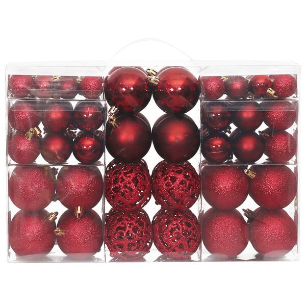 vidaXL Christmas Baubles 100 pcs Wine Red 3 / 4 / 6 cm