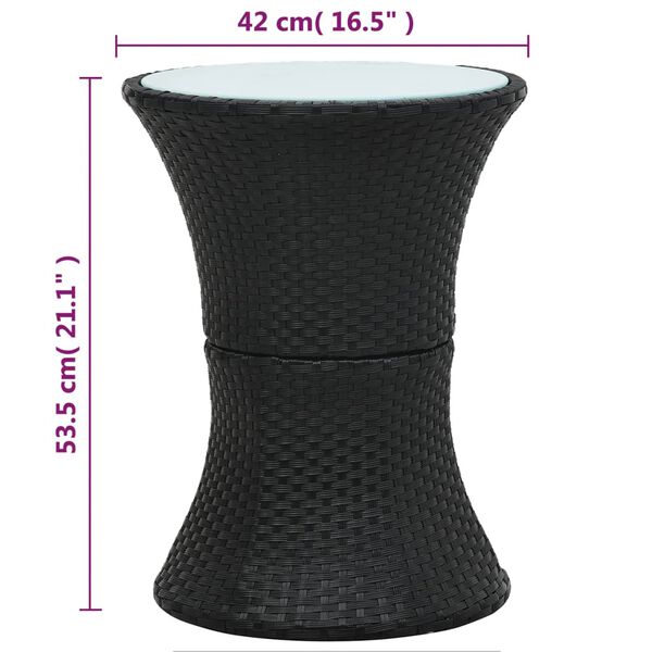 vidaXL Garden Side Table Drum Shape Black Poly Rattan