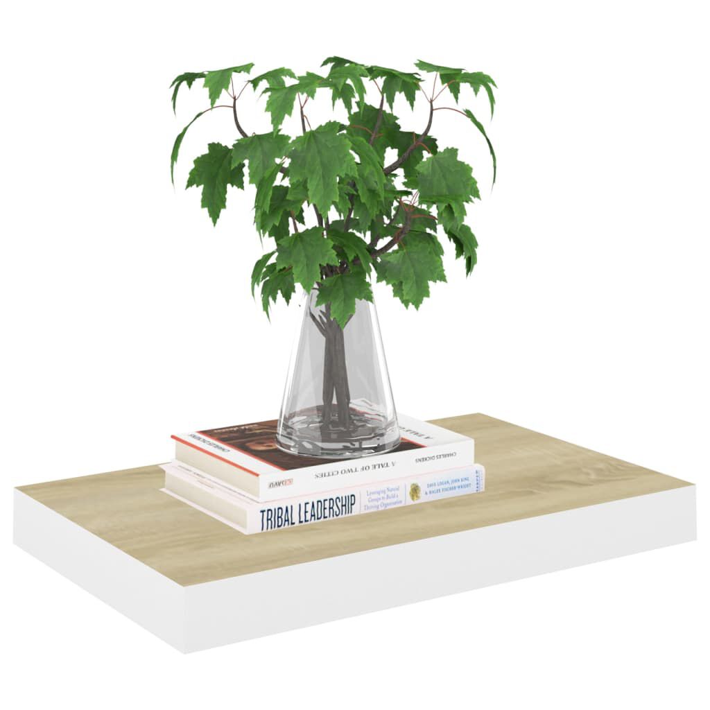 vidaXL Floating Wall Shelf Oak and White 40x23x3.8 cm MDF