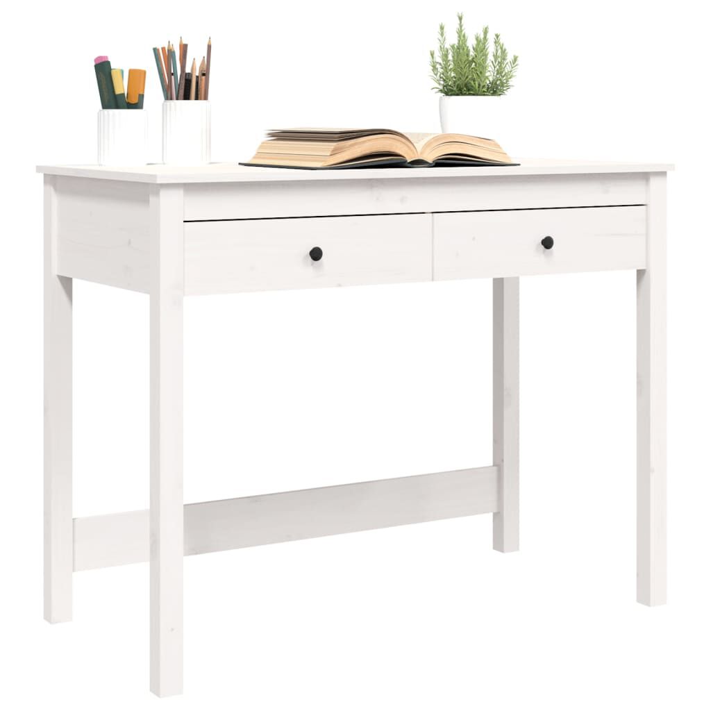 vidaXL Desk with Drawers White 100x50x78 cm Solid Wood Pine
