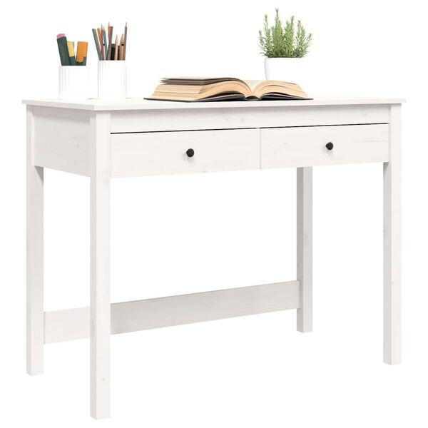 vidaXL Desk with Drawers White 100x50x78 cm Solid Wood Pine