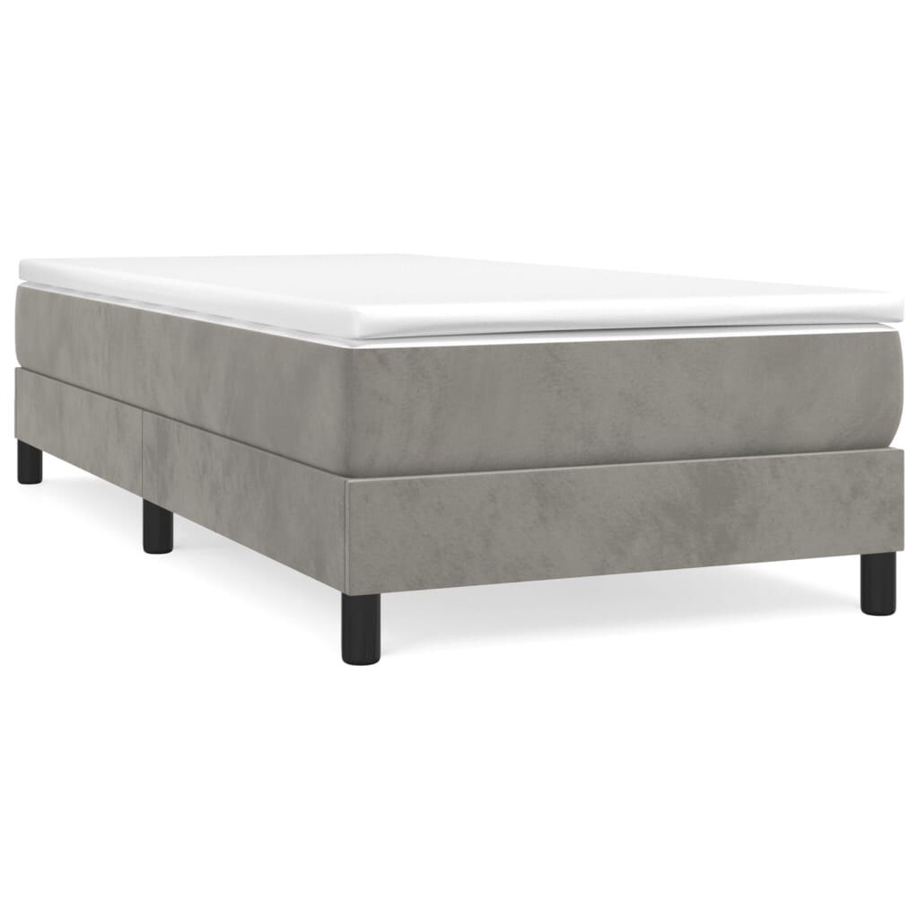 vidaXL Box Spring Bed with Mattress Light Grey 100x190 cm Twin Velvet