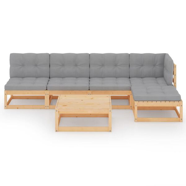 vidaXL 6 Piece Garden Lounge Set with Cushions Solid Pinewood