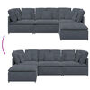 vidaXL Modular Sofa with Footstool&Cushions Velvet Dark Grey