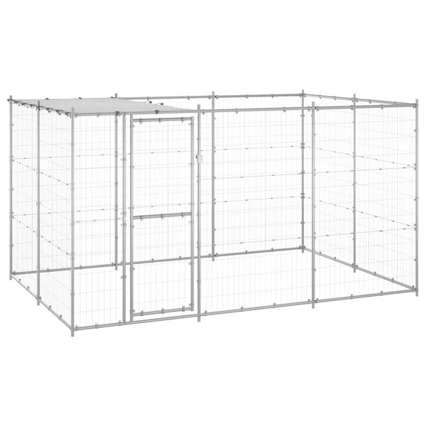 vidaXL Outdoor Dog Kennel Galvanised Steel with Roof 7.26 m&sup2;