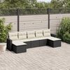 vidaXL 7 Piece Garden Sofa Set with Cushions Black Poly Rattan