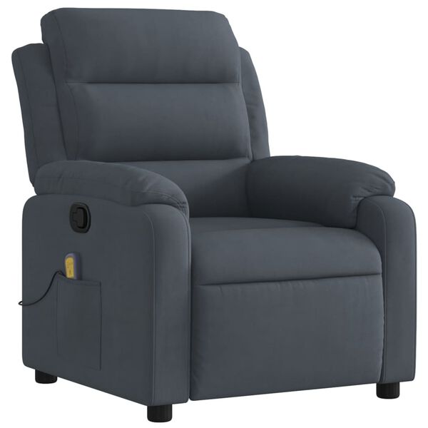 vidaXL Massage Recliner Chair Dark Grey Velvet