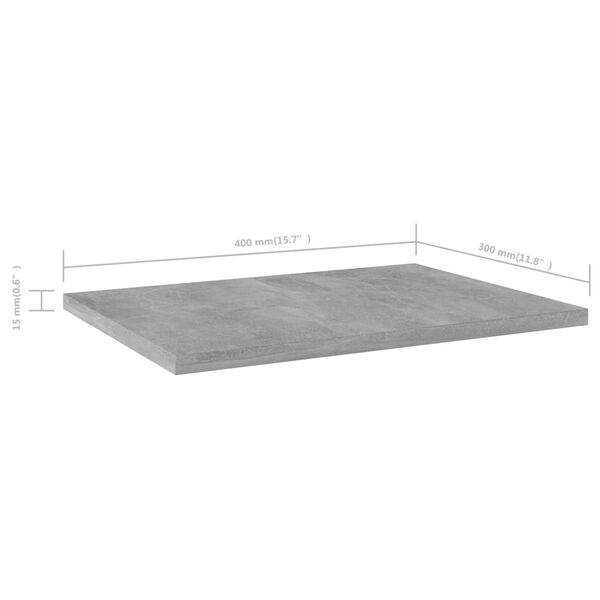 vidaXL Bookshelf Boards 8 pcs Concrete Grey 40x30x1.5 cm Engineered Wood