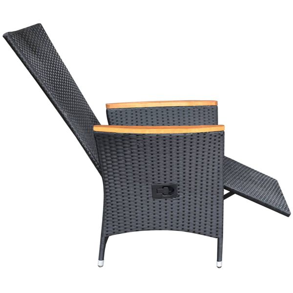 vidaXL Reclining Garden Chairs 2 pcs with Cushions Poly Rattan Black