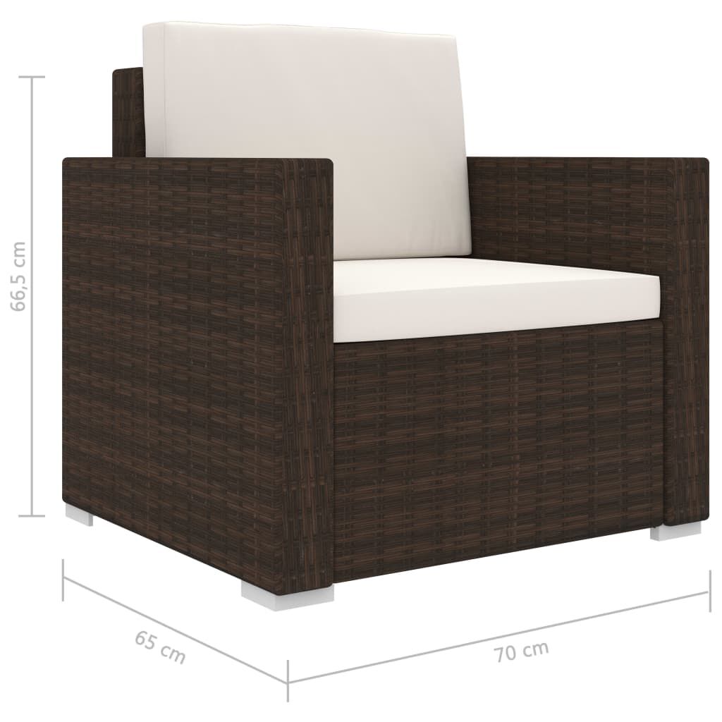 vidaXL 8 Piece Garden Lounge Set with Cushions Poly Rattan Brown