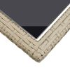 vidaXL Garden Table Beige 110x53x72 cm Glass and Poly Rattan