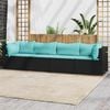 vidaXL 4 Piece Garden Lounge Set with Cushions Black Poly Rattan