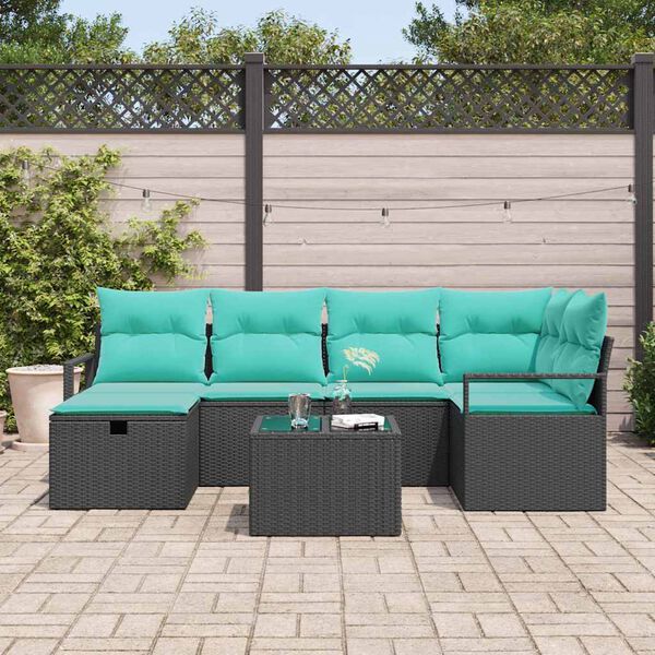 vidaXL Garden Sofa Set with Cushion with Storage Poly Rattan