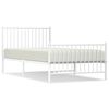 vidaXL Metal Bed Frame without Mattress with Footboard White 100x200cm