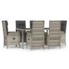 vidaXL 7 Piece Garden Dining Set with Cushions Grey Poly Rattan